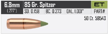 6.8mm 85gr ET #59543 Nosler 50/bx