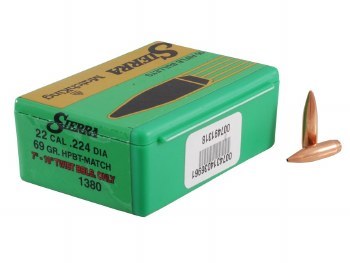 .22 Caliber 69gr HPBT Sierra #1380 100/bx