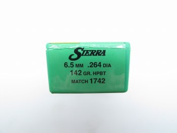 6.5mm 142gr HPBT Sierra #1742 100/bx