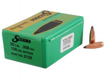 .30 Caliber 150gr SBT Sierra #2125 100/bx