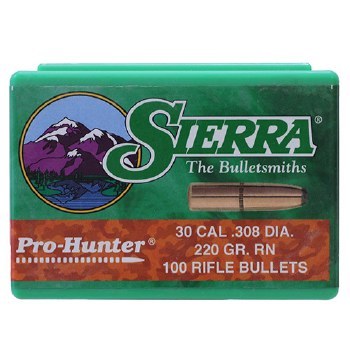 .30 Caliber 220gr RN Sierra #2180 100/bx