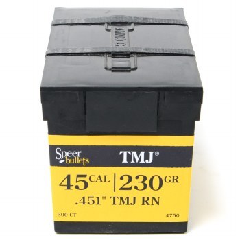 .45 Caliber 230gr TMJ Speer #4750 300/bx