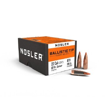 .22 Caliber 60gr Spitzer Nosler #34992 100/bx