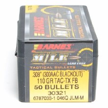 Barnes #30321 .30 Caliber 110gr M/LE 50/bx