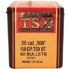 Barnes #30351 .30 Caliber 168gr TSX 50/bx