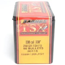 Barnes #30415 .338 Caliber 250gr TSX 50/bx