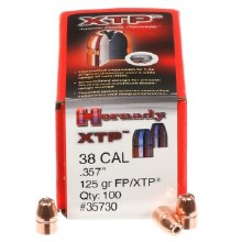 .38 Caliber 125gr FP/XTP Hornady #35730 100/bx