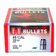 .45 Caliber 300gr HP Hornady #4500 50/bx