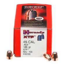 .45 Caliber 185gr HP/XTP Hornady #45100 100/bx