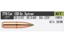 .270cal 130gr ET Nosler #59298 50/bx