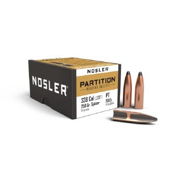 .338 Caliber 250gr Spitzer Nosler #35644 50/bx