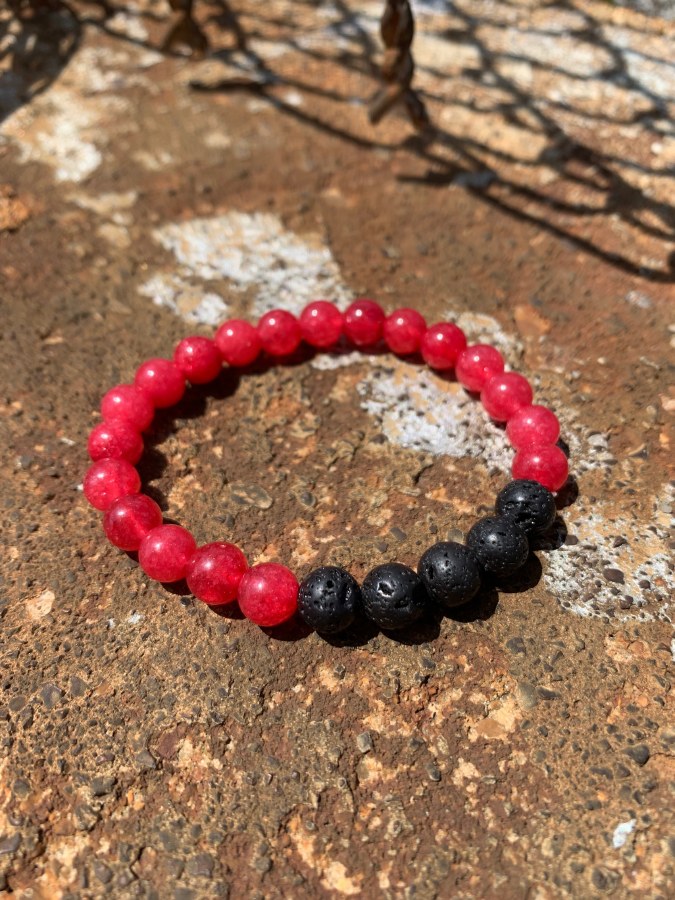 Lava Stone Bead Bracelet Red Jade 8mm Sunshine Daydream
