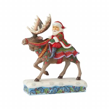 Jim Shore JS HWC Fig Santa Riding Moose - The Shoppes at American Candle