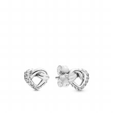 Knotted hearts silver stud ear