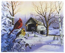 Winter Scene Backlit LED Picture with Cardinal