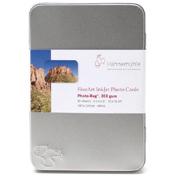 Hahnemuhle Photo Rag 308gsm - 6x4" Photo Cards in Tin (30 Sheets)