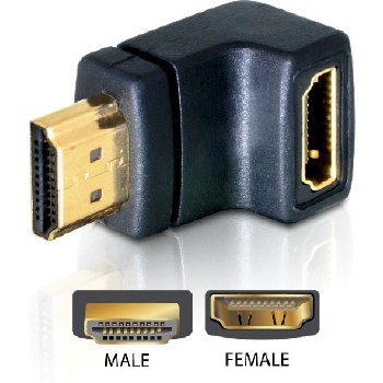 Delock Adapter HDMI male > HDMI female 90° down