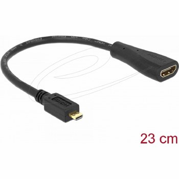 Delock Cable High Speed HDMI with Ethernet - HDMI Micro-D male > HDMI-A female 23 cm