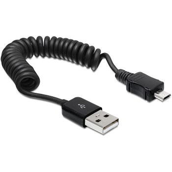 Delock Cable USB 2.0-A Male To USB Micro-B Male Coiled Cable