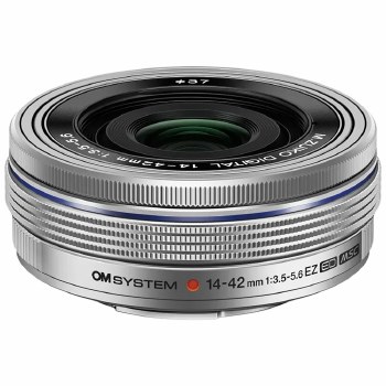 OM System ED 14-42mm F3.5-5.6 EZ Silver M.Zuiko Digital Pancake Zoom Lens