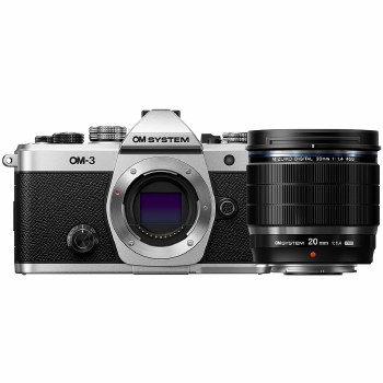OM System OM-3 Silver Camera with ED 20mm F1.4 PRO M.Zuiko Lens