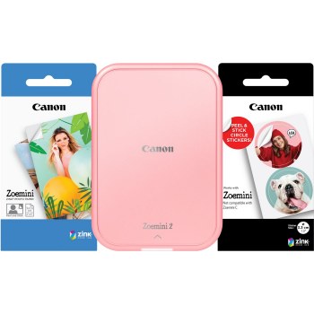 Canon Zoemini 2 Rose Gold Portable Colour Photo Printer Premium Bundle