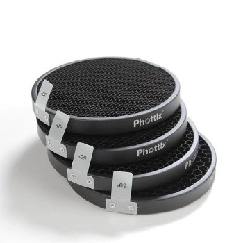 Phottix S-Type 5" Honeycomb Grid Set (30, 40, 50, 60 Degrees)