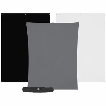 Westcott X-Drop 3-Pack Backdrop Kit with Stand (1.5 x 2.1m) [5' x 7'] (White, Grey, Black)