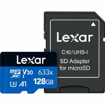 Lexar  128GB microSDXC UHS-I High-Performance V30 633x BLUE Memory Card (100MB/S)