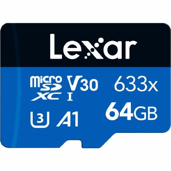 Lexar   64GB microSDXC UHS-I High-Performance V30 633x BLUE Memory Card (100MB/S)