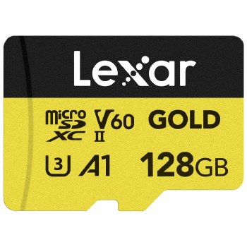 Lexar  128GB microSDXC UHS-II Professional A1 U3 V60 GOLD Memory Card (280MB/s)