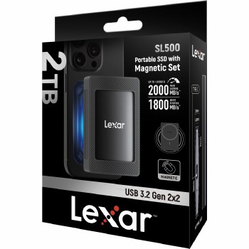 Lexar SL500 2TB Portable SSD with Mag-lock Holder