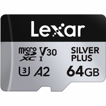 Lexar   64GB microSDXC UHS-I Professional V30 SILVER PLUS Memory Card (205MB/s)