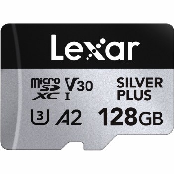 Lexar  128GB microSDXC UHS-I Professional V30 SILVER PLUS Memory Card (205MB/s)