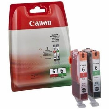 Canon BCI-6R Red & BCI-6G Green Ink Cartridges Twin Pack