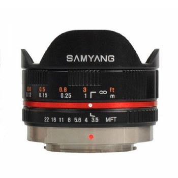 Samyang AF 7.5mm F3.5 Fisheye Black Lens for Micro 4:3 Camera