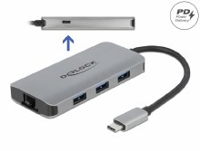 Delock USB 3.2 Gen 1 Hub with 4 Ports and Gigabit LAN and PD