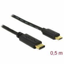 Delock Cable USB Type-C 2.0 Male To USB 2.0 Type Micro-B Male 0.5m