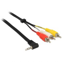 Delock Cable Stereo jack 3.5 mm 4 pin male angled > 3 x RCA male 1.5 m