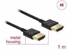 Delock Cable High Speed HDMI with Ethernet - HDMI-A male > HDMI-A male 3D 4K 1 m Slim High Quality