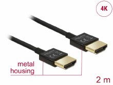 Delock Cable High Speed HDMI with Ethernet - HDMI-A male > HDMI-A male 3D 4K 2 m Slim High Quality