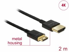 Delock Cable High Speed HDMI with Ethernet - HDMI-A male > HDMI Mini-C male 3D 4K 2 m Slim High Quality