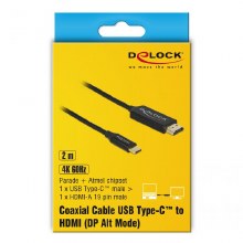 Delock USB Cable Type-C to HDMI (DP Alt Mode) 4K 60 Hz 2m Coaxial