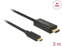 Delock Cable USB Type-C™ male > HDMI male (DP Alt Mode) 4K 30 Hz 3 m black