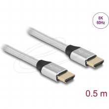 Delock Ultra High Speed HDMI Cable 48 Gbps 8K 60 Hz silver 0.5 m certified