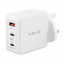 VELD 65w Fast Charge USB + USB-C 3-Port Mains Adapter