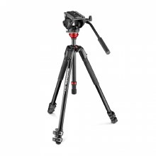 Manfrotto 500 Fluid Video Head Flat Base with 190X Video Alu Tripod MVK500190XV