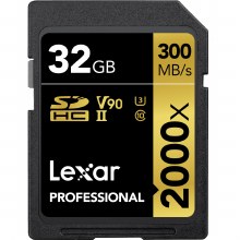 Lexar  32GB SDHC UHS-II Professional Gold U3 V90 Card (300MB/s)