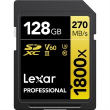 Lexar 128GB SDXC UHS-II Professional Gold U3 V60 Card (270MB/s)