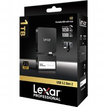 Lexar SL400 1TB Professional GO Portable SSD with Hub (Black)